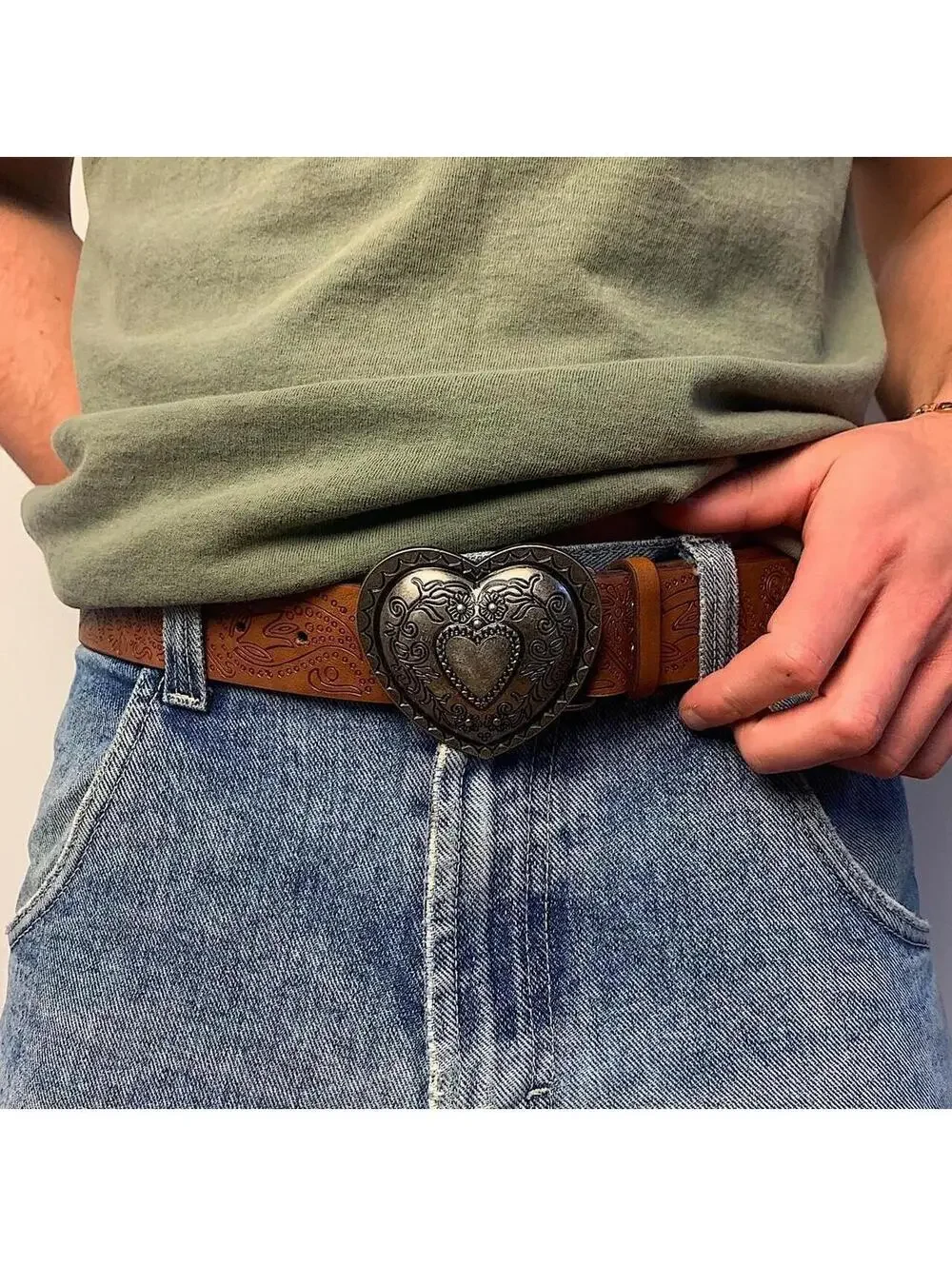 Vintage Western Brown Black Belt 40 Inch